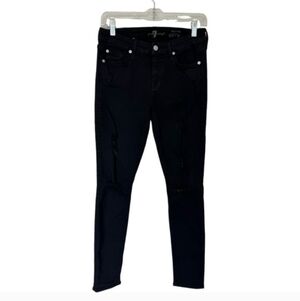 7 For All Mankind Ankle Skinny Jeans Distressed Women’s 26 Stretch Black